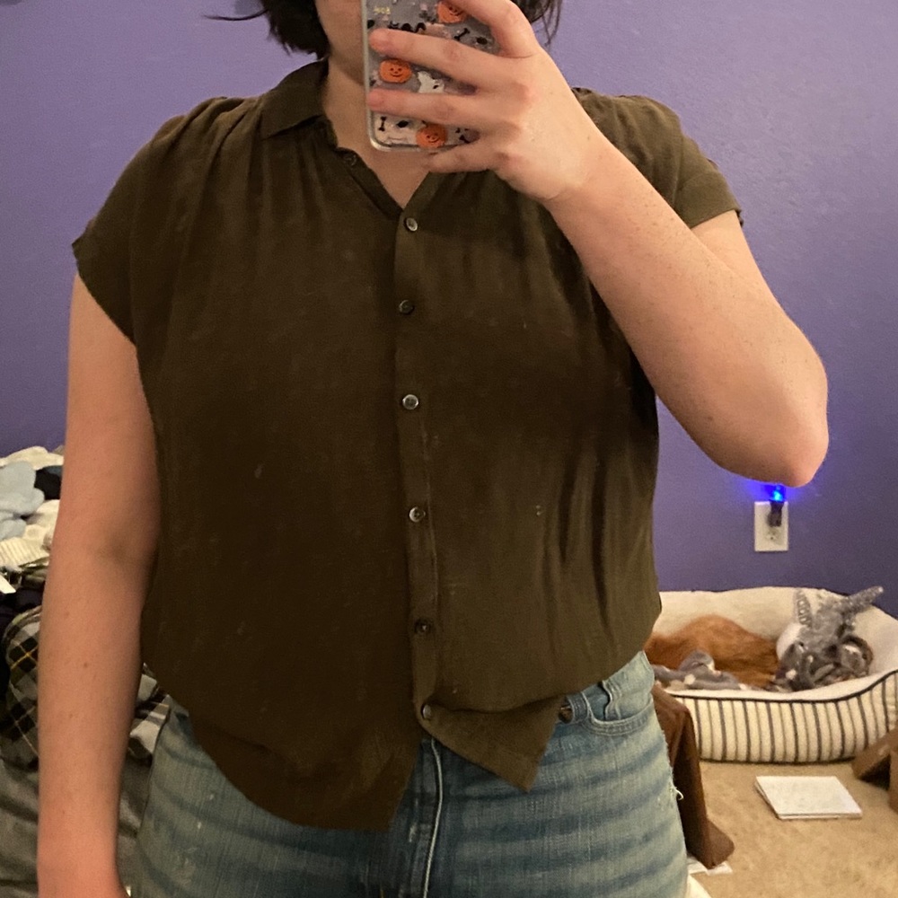 Madewell drapey central shirt olive